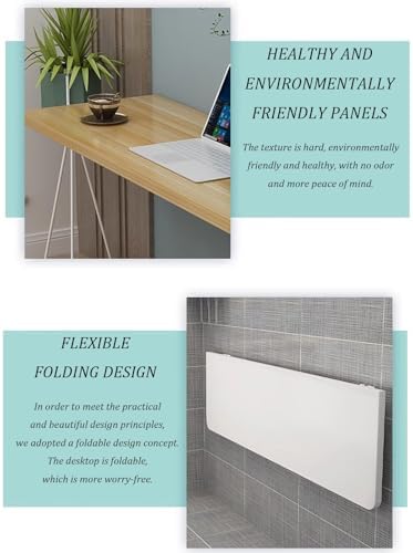 Space Saving Folding Wall Mounted Table Drop Leaf Workbench for JNHWll Spaces Red 80x50cm Ideal for Home Office Laundry Room and Crafting.