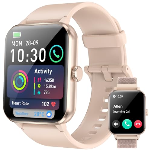 IOWODO Reloj Inteligente Mujer - Smartwatch 1.85 con Llamadas Bluetooth, Monitor Cardíaco, Oxímetro, Sueño, 100+ Modos Deportivos, IP68 Impermeable, Pulsera Actividad para Android iOS
