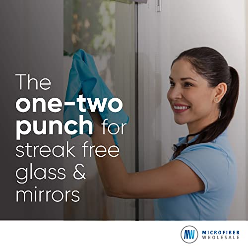 Microfiber Glass Cleaning Cloths | Streak Free Windows & Mirrors | Lint Free Towels | Car Windows Wipes | Polishing Rags | Machine Wash- Blue, Green (8 Pack) #TOP3