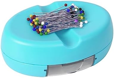 Dolstar Magnetic Pin Holder with 100 PCS Plastic Head Pins, Magnetic Pincushion with Drawer for Sewing Quilting (Green)