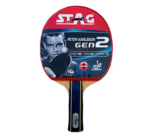 STAG Advanced ITTF Approved Rubber Peter Karlsson Gen II Table Tennis Racquet, Multicolour, 172 grams