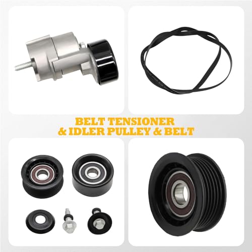Jecoupoon Belt Tensioner and Idler Pulley V-Ribbed Belt Kit Compatible with Forte 10-13 Optima 11-16 Santa Fe 10-12 Sonata 11-14 Tucson 11-13 2.0L 2.4L 2010-2016 2528125000 252122G760 2528725110 by Jecoupoon - Image 2