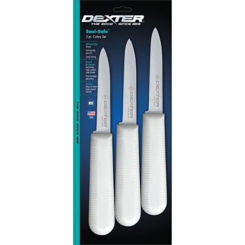 Dexter-Russell Sani-Safe 3¼" Paring Knives – 3 Pack, High Carbon Steel Blade, Slip-Resistant Handle, Professional Fruit & Vegetable Cutter, Chef Paring Tool for Precision Food Prep