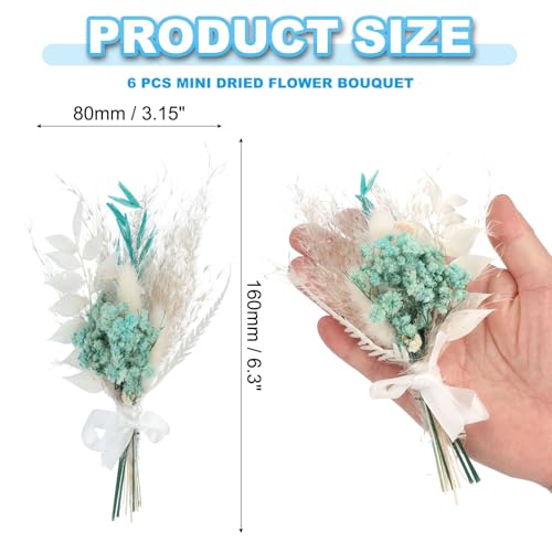 Ramo Mini de Flores Secas 6 Pzs Azul Verde miniatura 2