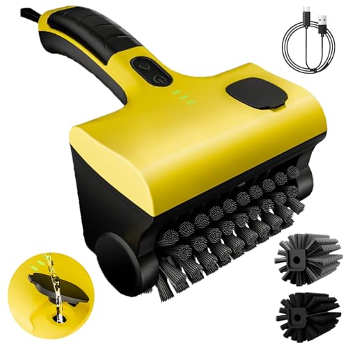 Brosse de nettoyage électrique sans fil avec 2 têtes - Rotation à 360° - Avec batterie de 2600 mAh - Avec fonction de pulvérisation d'eau - Pour barbecue, salle de bain, cuisine