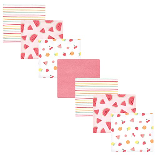 Image of Little Treasure Hudson Baby Cotton Poly Flannel Receiving Blankets Multipack, Pink Fruit Salad, 30x30 inches