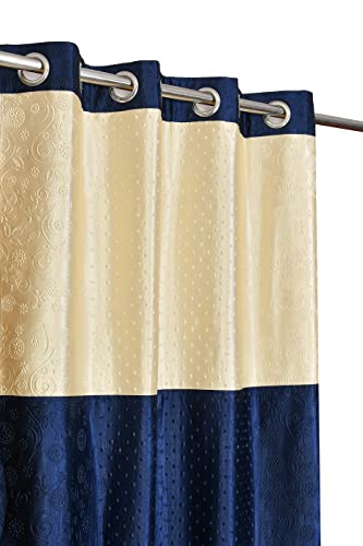 Galaxy Home Decor 1 Piece Pyramid Patch Design Punching Heavy Curtains for Window 6 Feet, Blue