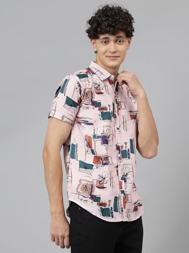 Image of LookMark Men's Trendy Cotton Blend Spread Collar Half Sleeve Printed Shirt||Printed Party Shirt for Men||AZ-LM-P1-PRINTED Shirt Dean-Parent