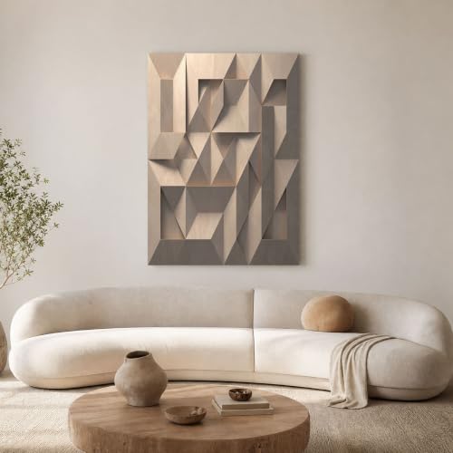 Art mural beige style sculpture minimaliste pour toilettes et bain