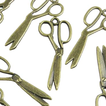 16 pcs of Antique Bronze Barber Shop Stylist Scissors Charms 12mmx30mm (CB024)