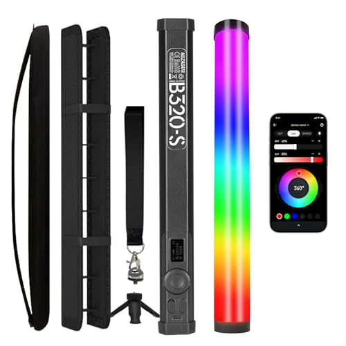 PHOTOOLEX RGB Tube Light, 5200mAh Magnetic Handheld Light Stick, 360°Full