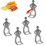 4 PCS Funny BBQ Stand Man Hot Dog Holder, Creative Standing Man Sausage Barbecue Rack, Portable Stainless Steel Hotdog and Sausage Stand, Ideal for Camping and Novelty Party Gifts