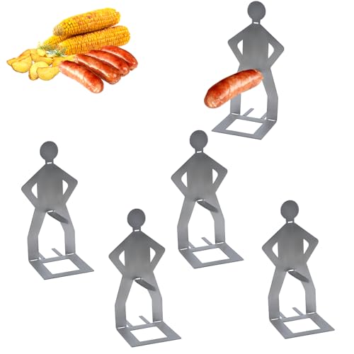 Stainless steel hot dog holders shaped like little standing men — instant grill conversation-starter that's actually functional.