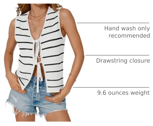 Image of LILLUSORY Womens Tie Front Tops Vacation Sweater Vest | Bohemian Style, Beach Resort Wear, Concert Western Outfits, Crochet Tops, Vacation Outfits, Cute Y2k Sleeveless 2026