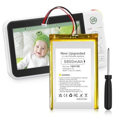 SHENMZ 5800mAh Battery for VTech Baby Monitors LF915, LF920, LF930 HD, RM5766HD, RM5854HD, RM7764HDV2, RM7766HD, RM7868 2HD, VC2105, VM901, VM919HD, VM928HD PN:VTech 164105 Includes Repair Tools