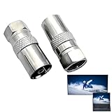 2 x F-Typ auf Koaxialadapter-Set, F-Stecker auf Koaxialadapter, kompatibel mit TV-Antennenanschluss,...