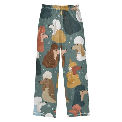 ZZXXB Poodle Snow Boys Long Pants Soft Trousers Elastic Waist Kids Lounge Bottoms with Pockets S-XL2