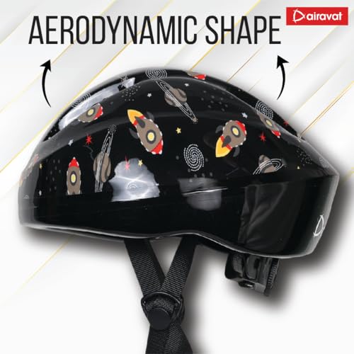 Image of Airavat Mini Rider Kids Cycling & Skating Helmet, Aerodynamic Shape, Size Adjustable with Quick Release Buckle (Black, Extra Small (44-48 cm))