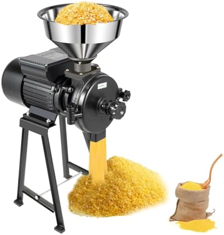 1500W Electric Grain Grinder Mill - Heavy Duty Dry & Wet Adjustable Powder Machine for Rice, Cereals, Spices & Grains - High Efficiency, Durable Kitchen Appliance
