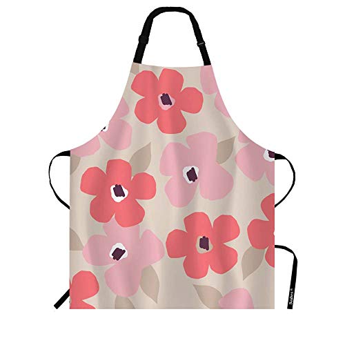 Beabes Japanese Cherry Floral Pattern Kitchen Apron Luxury Flowers Jungle Leaves Blossom Garden Cooking Bib Apron for Chef Restaurant Home Cleaning Serving Painting 27