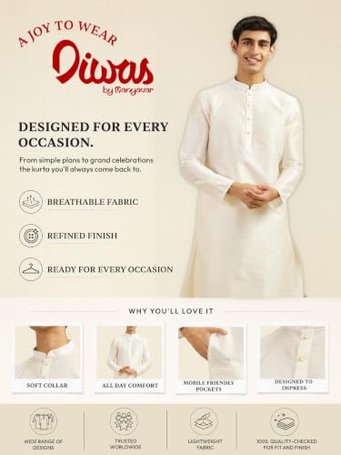 Image of DIWAS BY MANYAVAR Men's Art Silk Solid Kurta (1pc)