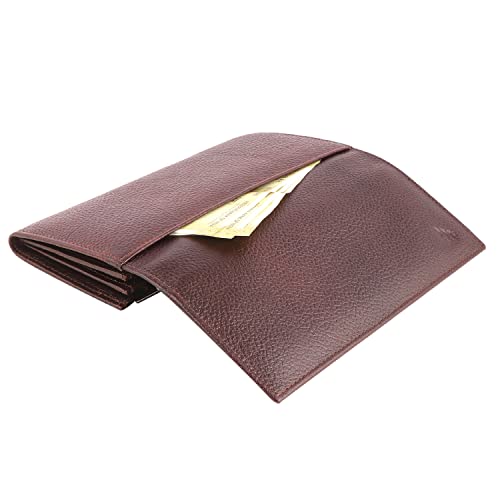 Image of Clutch /Wallet for Women's Black Leather | Zipper Pocket /Card Holder with Magnetic Button Closure Ladies Purse Bifold Hand Wallet Money Purse Daily Use (3805-BLK) (Brown)