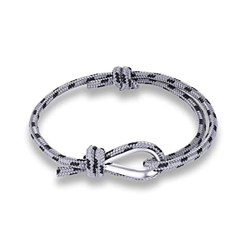 NAMCHE Bracelet Homme & Femme Ancre, en Cuir. (Poulie sur Cordon Gris) Cover