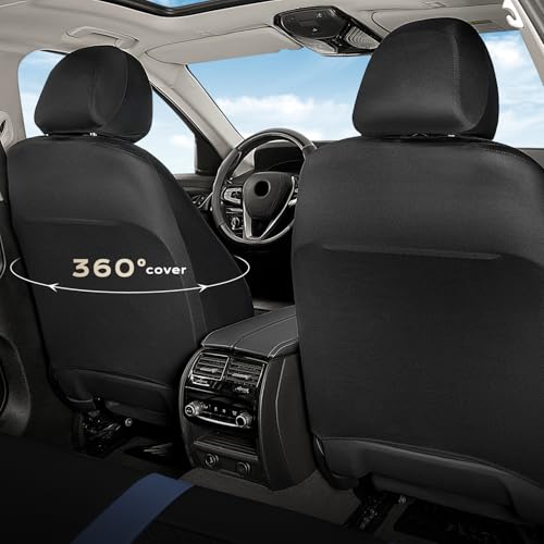 Image of Coverado Car Seat Covers Front Pair, Automotive Leather Seat Covers for Car,Universal Fit Front Back Seat Cover, Non-Slip Waterproof Breathable Car Seat Protector