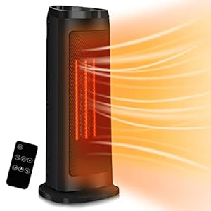 Ikodm Ventilatorkachel, 2000 W, draagbare ventilatorkachel, multi-bescherming, energiebesparend, stil, 60 graden oscillatie, 12 uurs timer, elektrische verwarming (zwart)