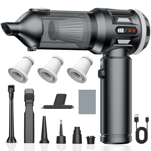 Handheld Vacuum Cleaner, 25000Pa Powerful CarVacuum Cleaner, 4-in-1 Hand Held Vacuum Cordless Mini Vacuum Cleaner Car Hoovers with Multiple Brush Heads for Home, Office, Car, Pet Hair (Grey)