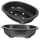 Supvox 2 Stück Ovaler Bonsai Blumentopf Kunststoff mit Drainagelöchern Atmungsaktiver Garten Übertopf für Zimmerpflanzen Großer Pflanzbehälter für Gesundes Pflanzenwachstum und
