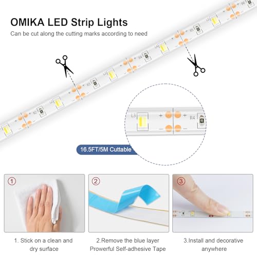 Image of 2 Pack LED Strip Lights Indoor Outdoor Waterproof, 16.5ft 150 LED 2700K-6000K Tunable White Battery Powered LED Strip Lights with Remote USB Dimmable Timer Cuttable for Kitchen Bathroom Yard Pool