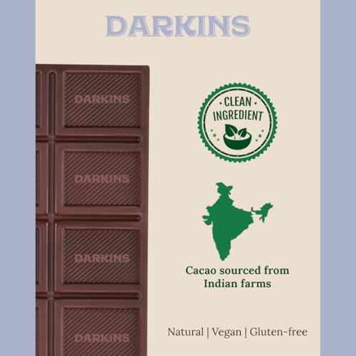 Image of Darkins Dark Chocolate | 56% Artisanal Dark Chocolate Sanikatta Salt | Vegan | Gluten-Free | Hand Crafted Chocolate | Unrefined Cane Sugar | Natural Chocolate | 50 GM Each Pack of 2