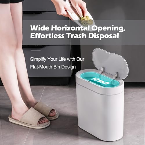 ELPHECO Bathroom Motion Sensor Trash can 2.5 Gallon Automatic Garbage Can, 9.5L Slim Plastic Smart Trash Bin with Lid Bathroom Decor, Sensor Garbage can for Bedroom, Kitchen, Office, White by ELPHECO - Image 3