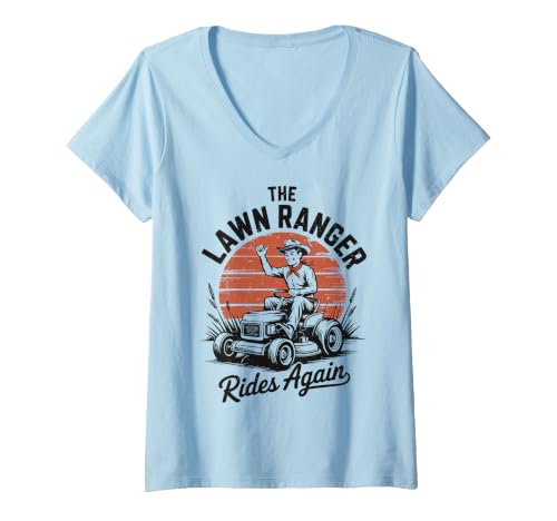 Mujer Gardening Dad Lawn Ranger Ride Again Husband Regalo del Día del Padre Camiseta Cuello V