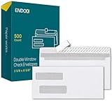 EnDoc 500#8 Double Window Check Envelopes Self Seal, 3 5/8 x 8 5/8' Security Envelopes for QuickBooks Checks, Business Envelopes with Privacy Tinted Pattern, Bright White 24lb Paper