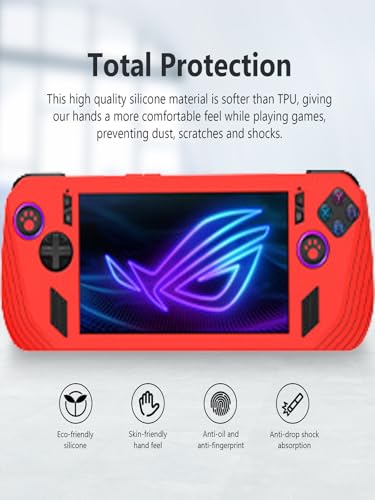 Image of Silicone Case for ASUS ROG Ally X 2024 New Soft Silicone Anti-Fall Shockproof Protective Kids Friendly for Rog Ally X Gaming Console Accessories (RED)