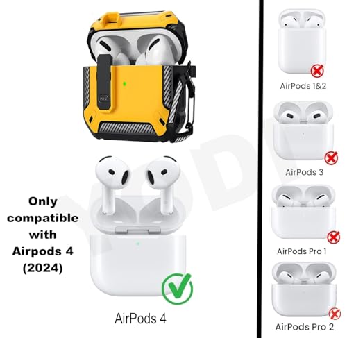 Image of YODI Case Cover for Airpods Pro|Pro 2|Airpods Pro 3|Airpods 4 Pouch, Silicone Cases with Cleaner Kit 360 Drop Protection,Shock-Resistant ((Bump-Yellow), Airpods 4)