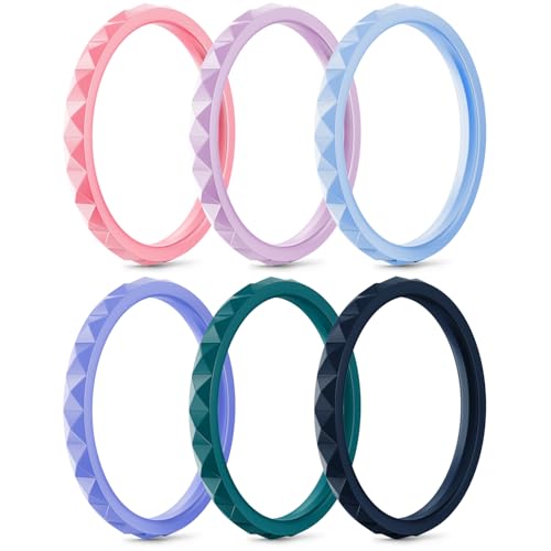 Image of Egnaro Silicone Wedding bands women:2.5mm Wide - 2mm Thick Gold and Silver Rubber Rings with Half Size,4-8 Variety Multipack