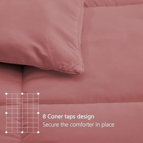 Image of TEXARTIST Premium 2100 Series King Comforter All Season Breathable Dusty Pink Comforter Soft Quilted Down Alternative Duvet Insert with Corner Tabs Luxury Hotel Style (90 inchx106 inch)