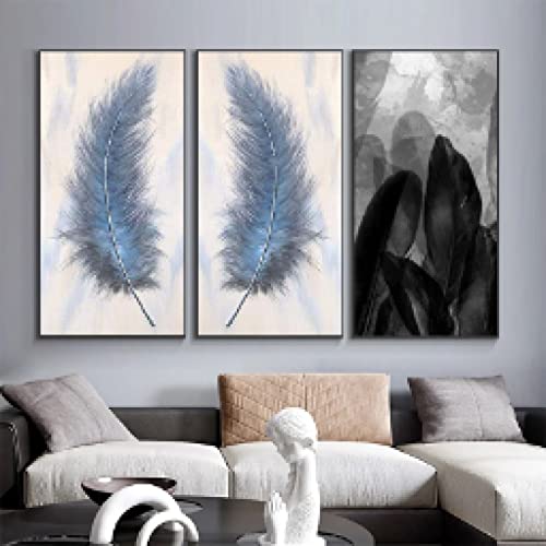 Affiches de plumes abstraites pour décoration murale du salon nordique