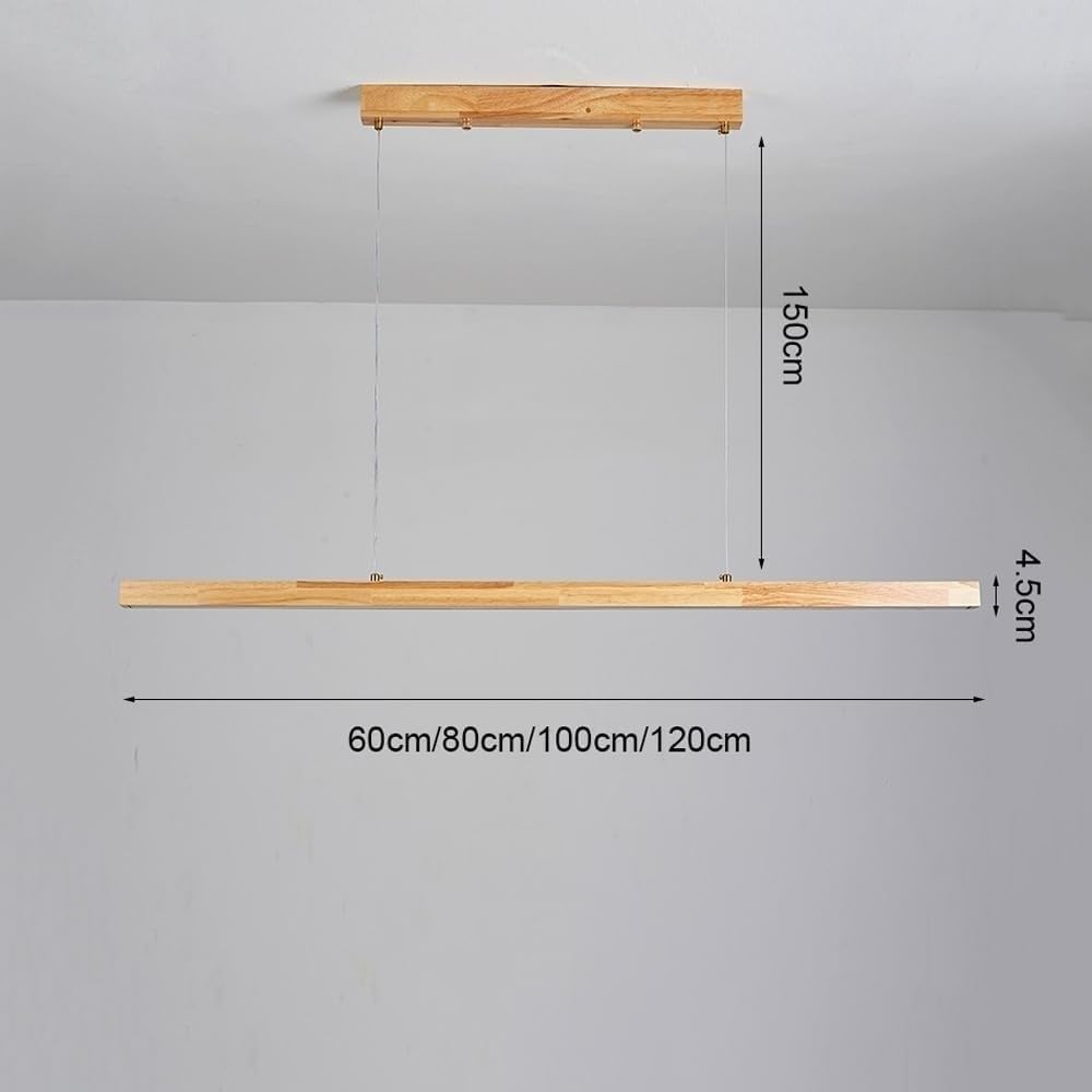 Lustre en Bois Suspension linéaire en Bois Luminaire LED Salle à Manger Suspension de Plafond Lampe Suspendue Lumières d'îlot réglables pour Salle à Manger Îlot de Cuisine Table de Billard Ménage