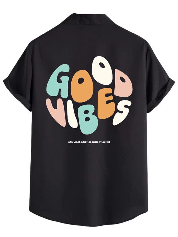 Try ThisMen's Cotton Blend Slim fit Back Print Shirt (Black)