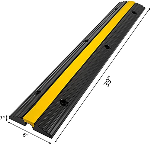 Speedmax Cable Protector Ramps with 18 Bolts 3 Pack of 1 Channel 6600Lbs Load Capacity Rubber Speed Bumps Traffic Protective Cable Wire Cord Ramps Driveway Cable Protector Ramps (1 Channel, 3 Pack)