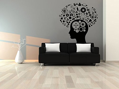 CreativeWallDecals Wall Decal Vinyl Sticker Head Minds Science Progressive Machine Robot V351