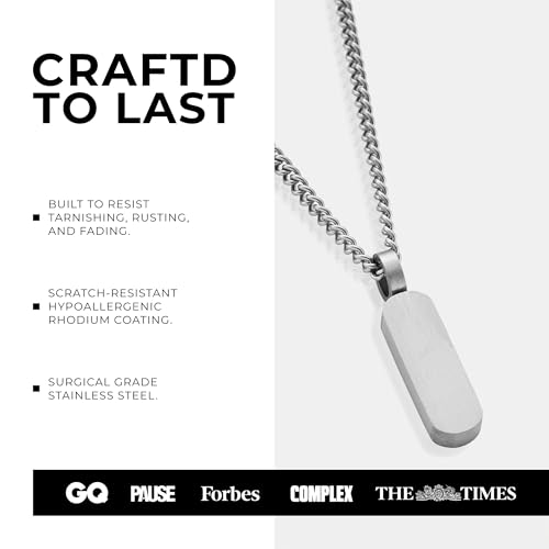 CRAFTD | Totem Pendant Necklace | 20.5" Chain Link with 20MM x 20MM Pendant | Waterproof, Heat & Sweat Resistant | Gifts for Men | Men's Jewelry |4