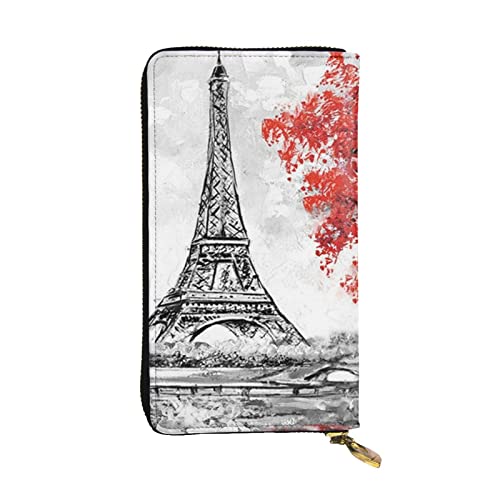 Portefeuille en cuir véritable au motif cosmique et finitions classiques