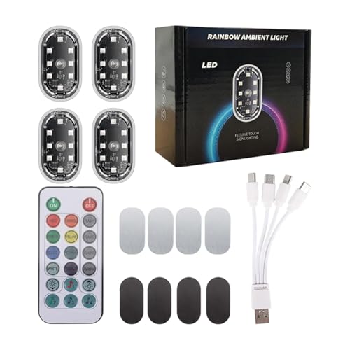 Luces LED coche inalámbricas de 8 colores con mando y conexión USB para interiores