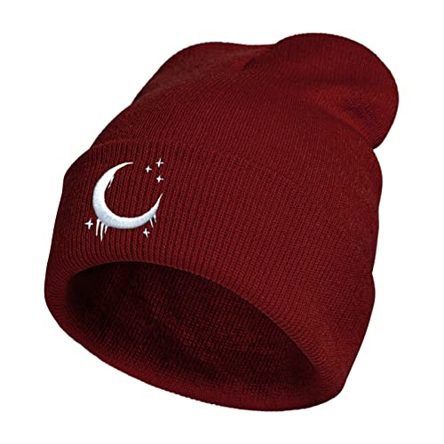 Image of Embroidery Goth Beanie Knit Hats for Men & Women, Embroidery Winter Hats Skull Cap