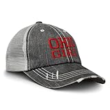 Custom Distressed Trucker Hat Ohio Girl State USA America Embroidery Cotton for Men & Women Strap Closure Black Gray Design Only